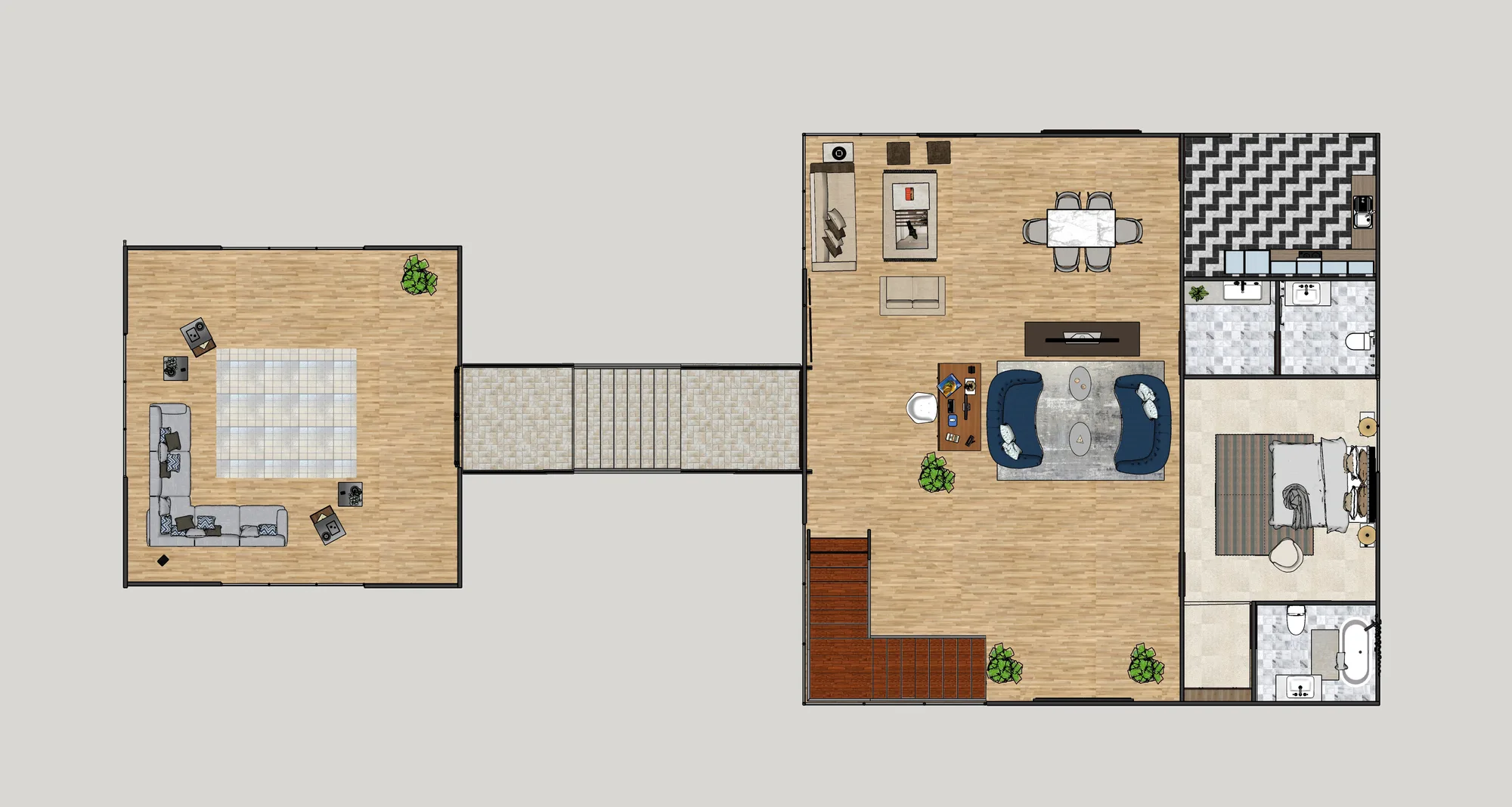 Ground floor plan of the beach house.