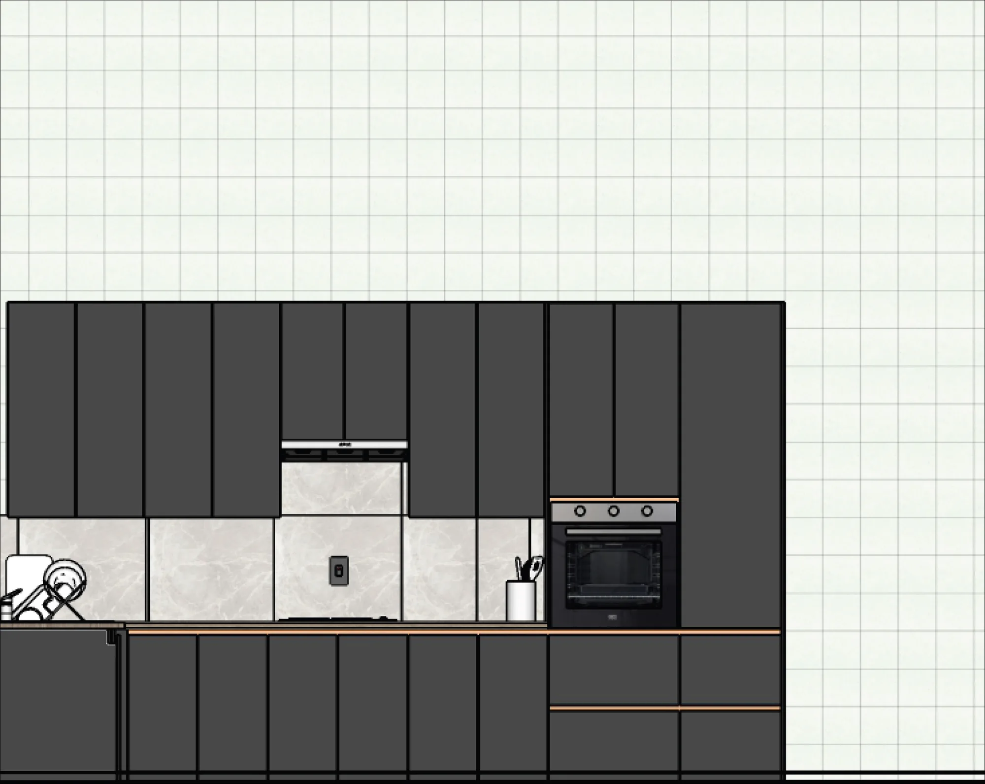 Mezzanine kitchen overlooking the living void.