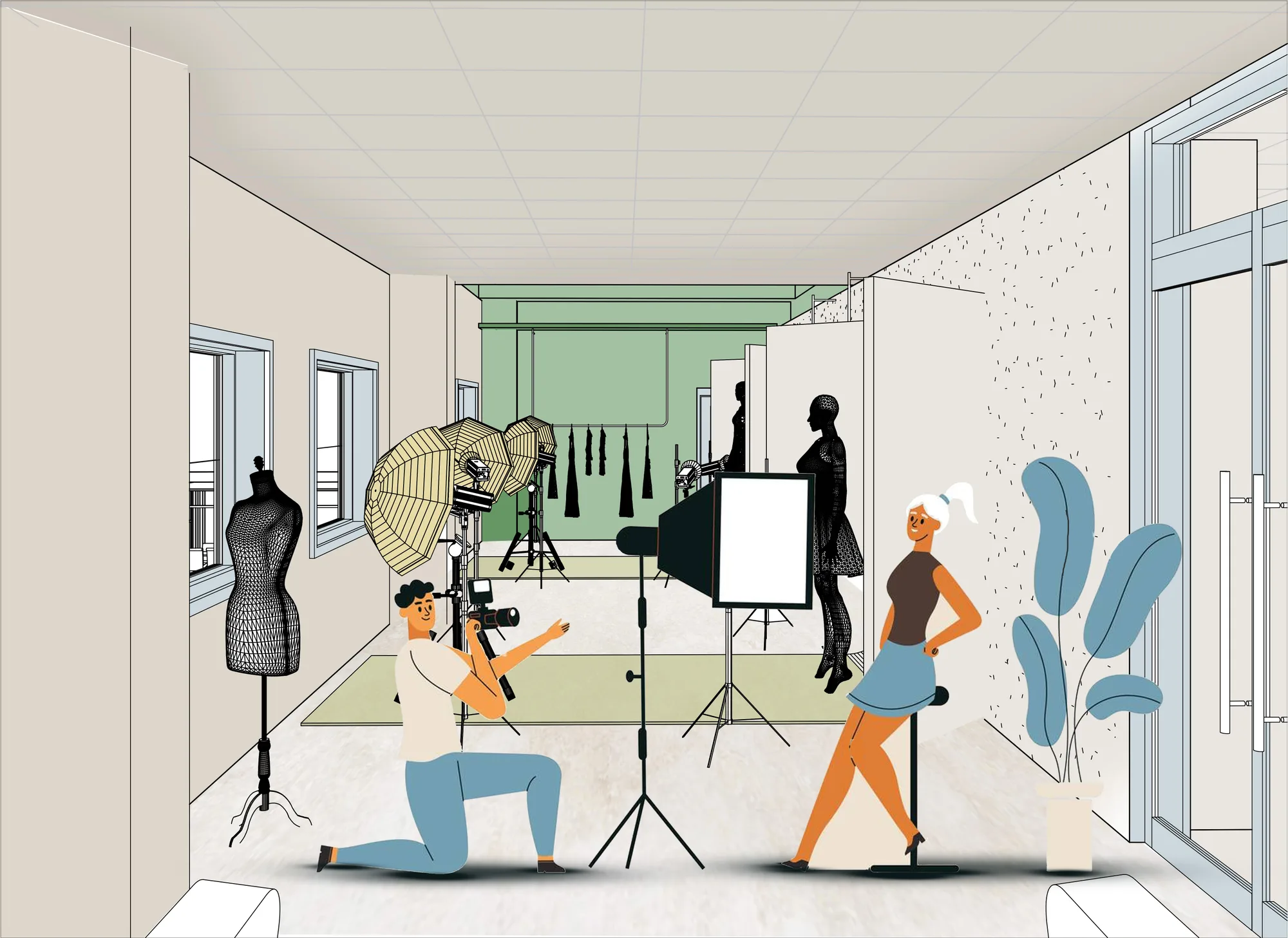 A making and sewing workshop interior.