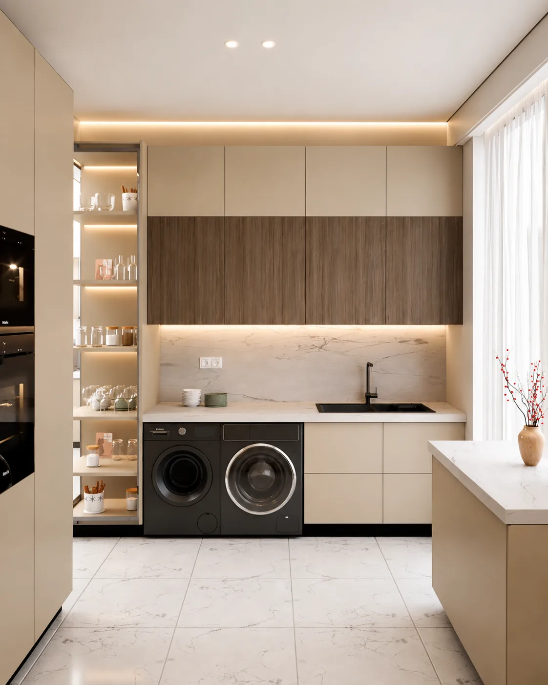 A further view of the kitchen layout.