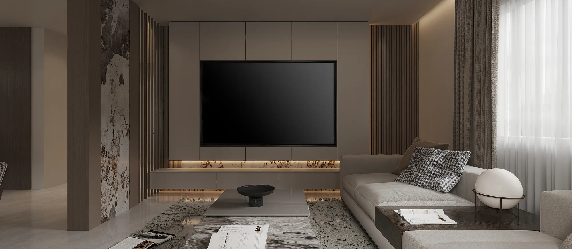 A guest room interior study.