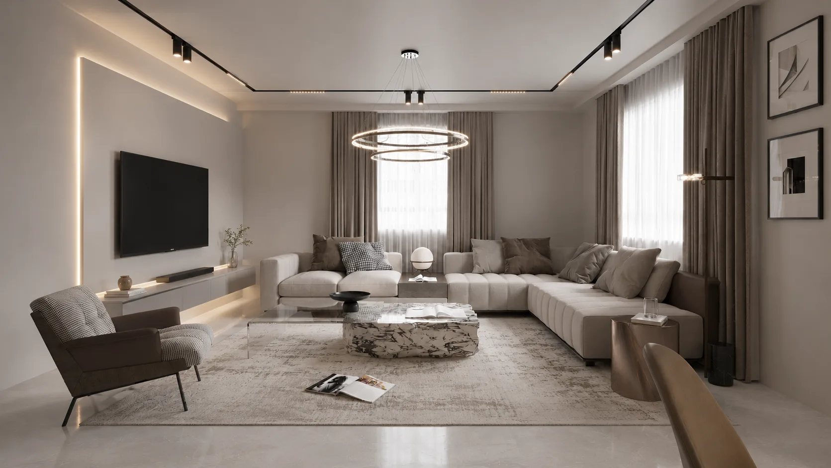 A guest and living room interior study.